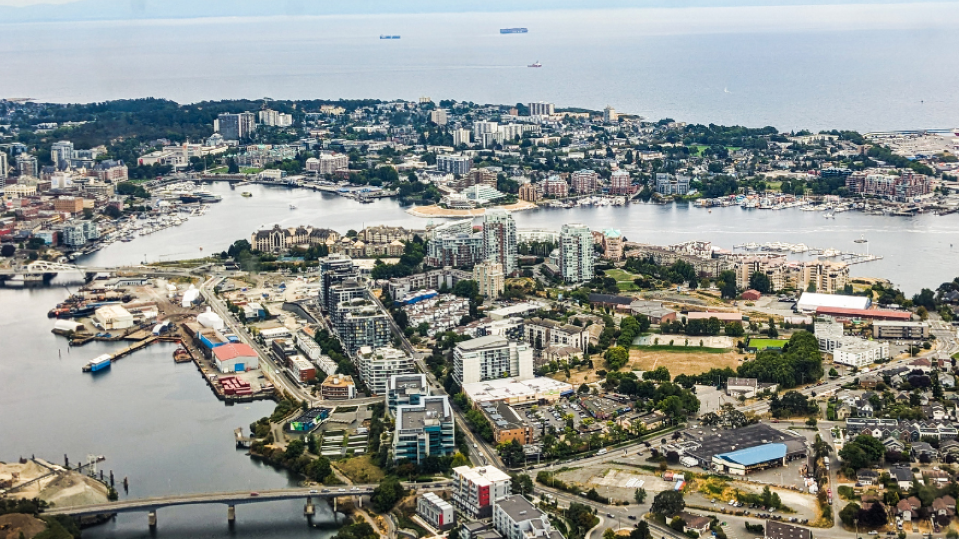 Aerial image from a seaplane of Victoria