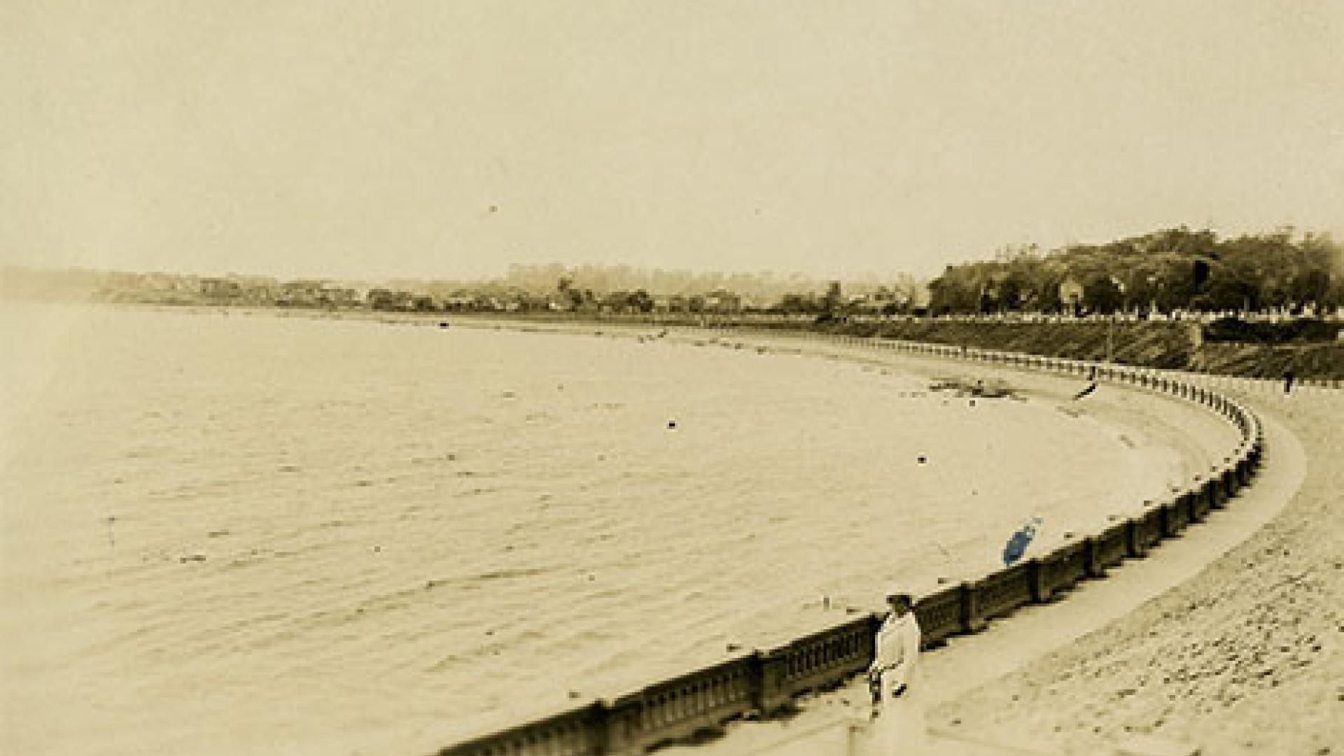 An archival image in black and white of Ross Bay
