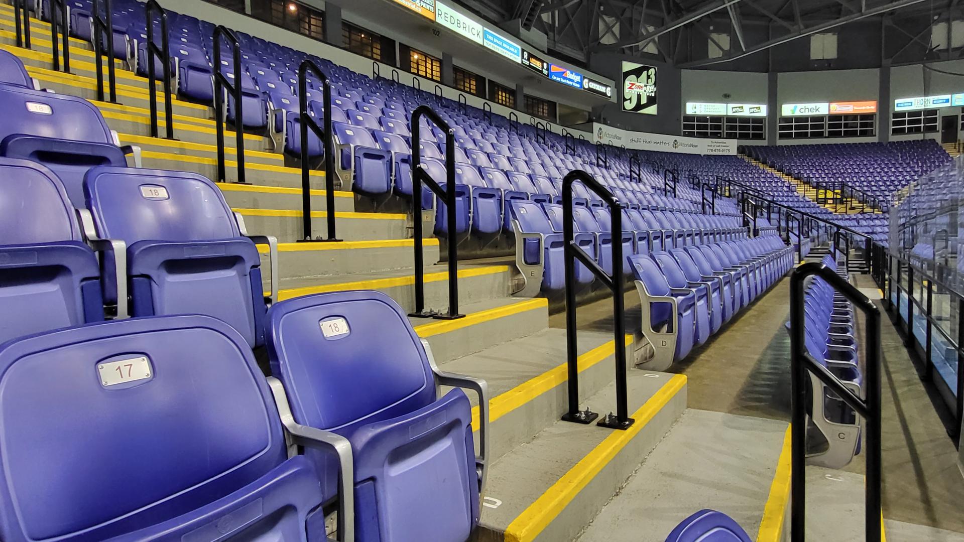 Arena seating and handrails 