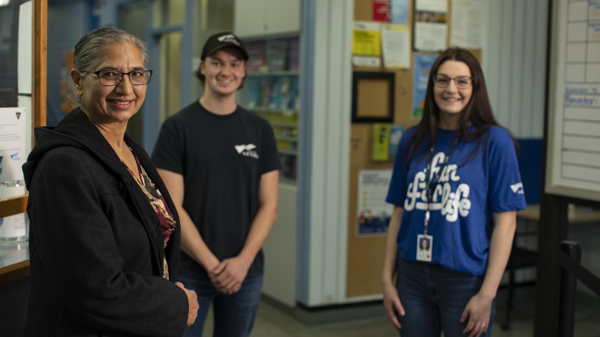 Recreation staff welcome a patron to Crystal Pool and Fitness Centre