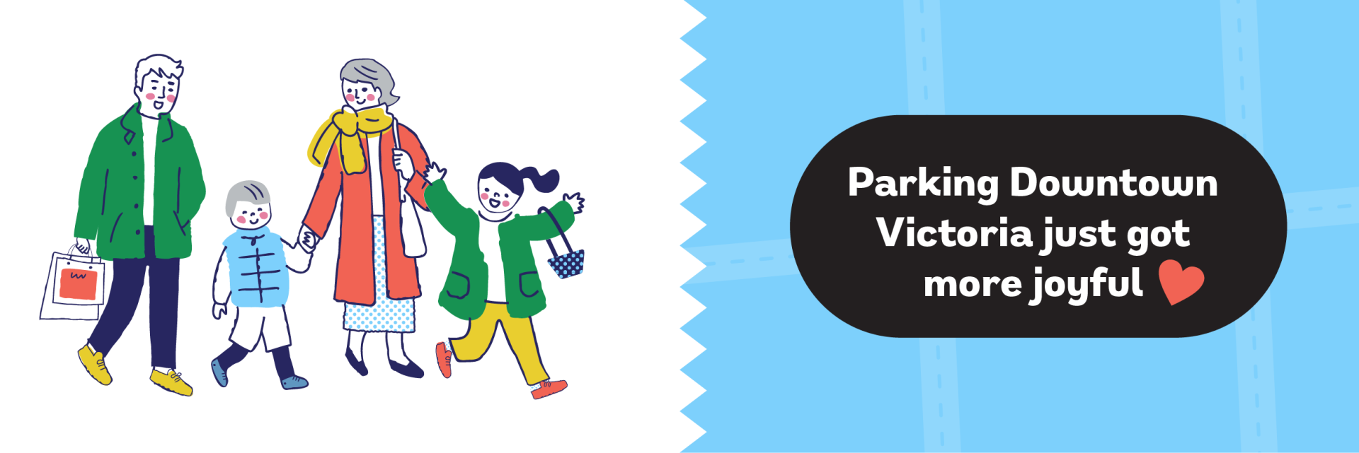 Image of happy family shopping downtown 