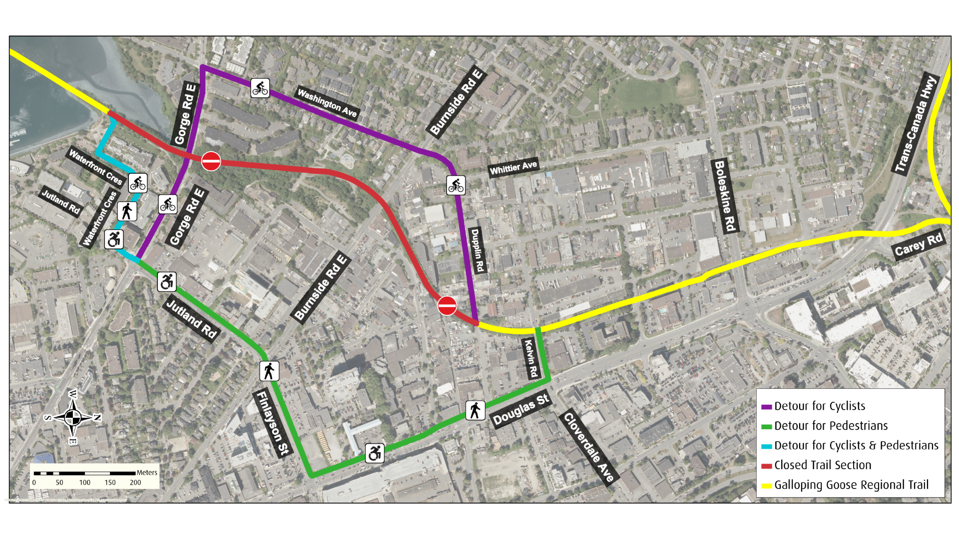 Map showing Cecelia Ravine detour.