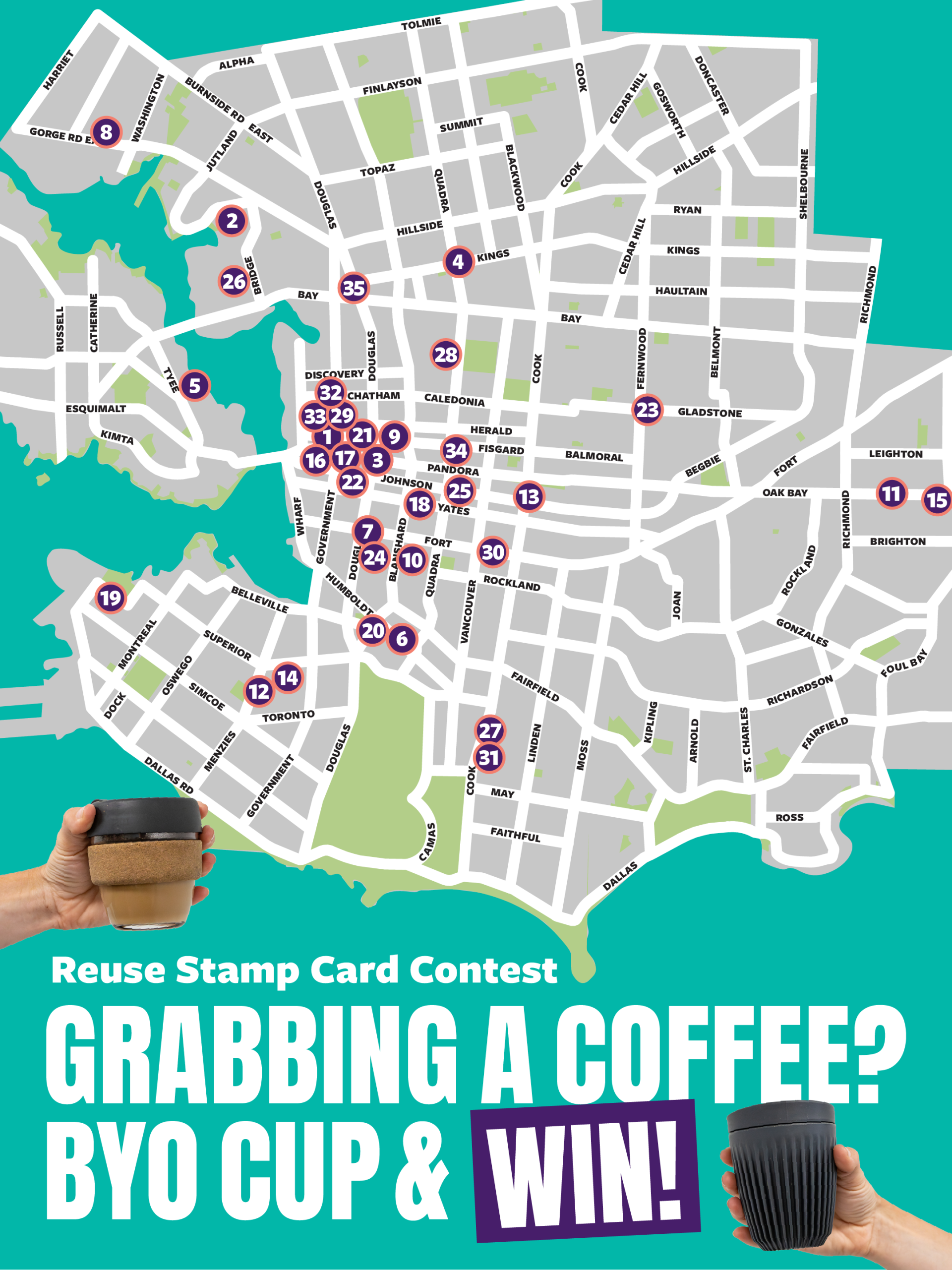 Map of reuse stamp card contest locations 2026